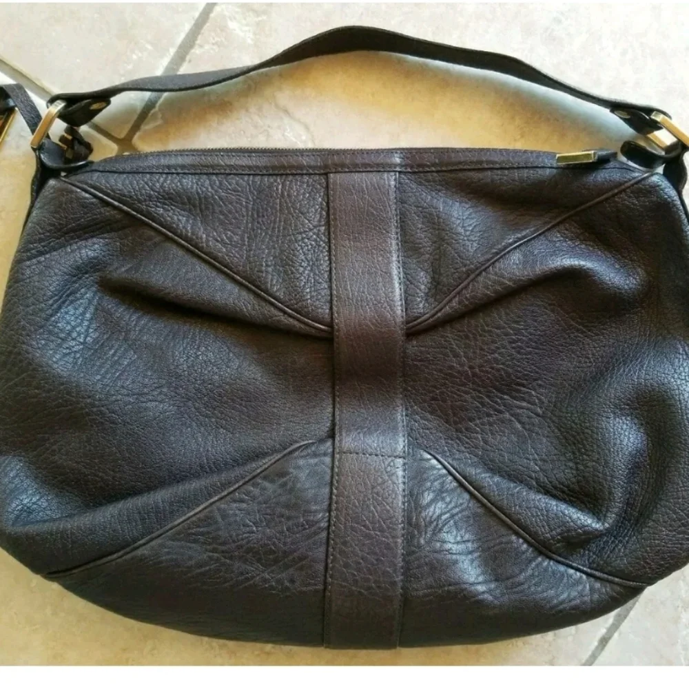 Michael Kors Large Leather Hobo‎ Style Eggplant Purse w/ Gold Buckle HandbagTex